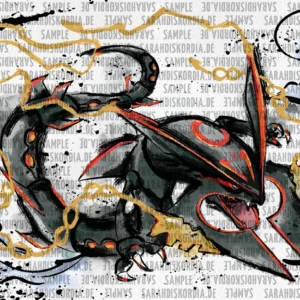 Shiny Mega Rayquaza Goldfoild – A3 Print