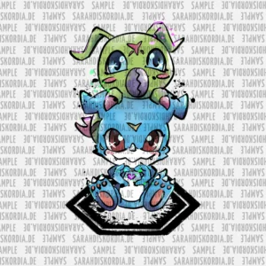 Veemon & Wormmon – Acrylic Memory Marker